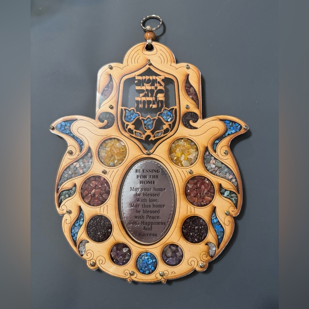Blessings for the Home Decorative Hamsa Wall Hanging with Gemstone Accents